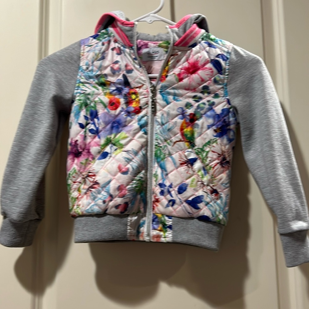 BluKids Italian Brand Zip Up floral tropical Hoodie Jacket pockets size 4-5yrs